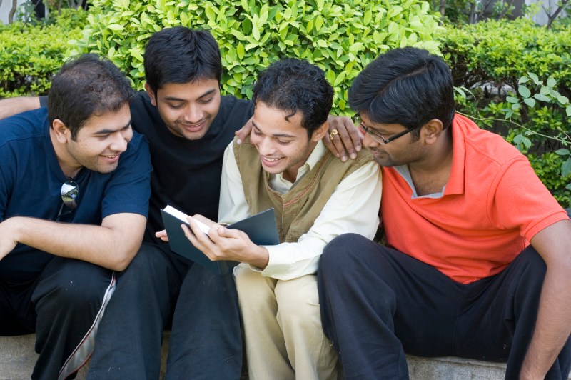 Group of friends sharing a joke